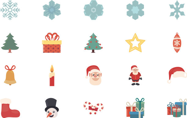 捆绑圣诞快乐与设置图标图片下载