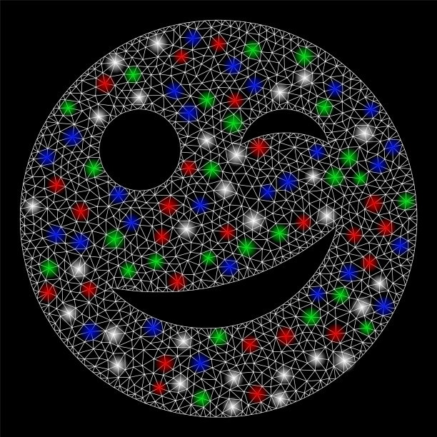 明亮网格2.5D带闪光点的快乐笑脸图片下载