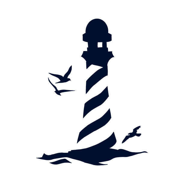 灯塔上的图标孤立在白色背景上图片下载
