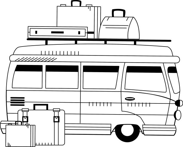 带有行李图标的旅行货车图片下载