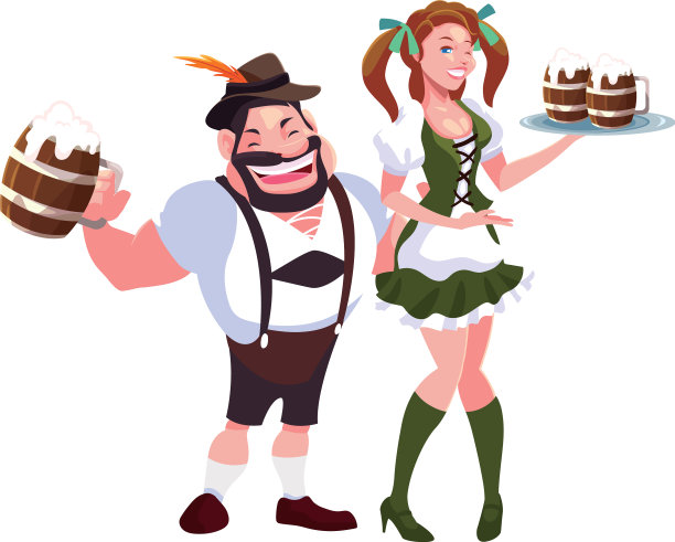 一对白色的手拿啤酒杯的夫妇图片下载