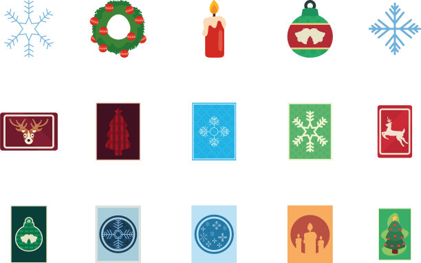 捆绑圣诞快乐与设置图标图片下载