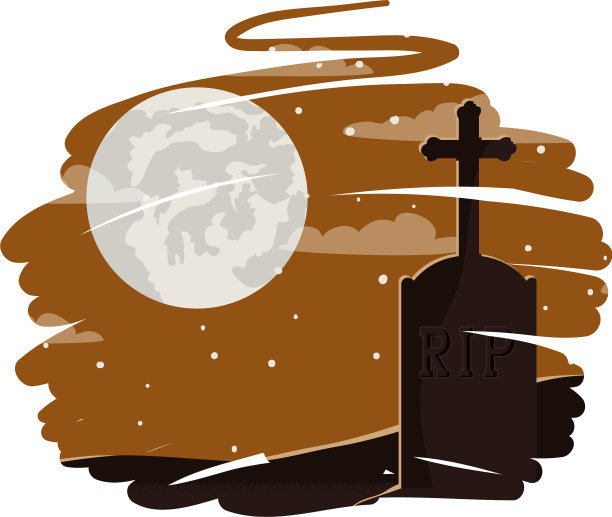 万圣节庆典与墓地和月亮的场景图片下载