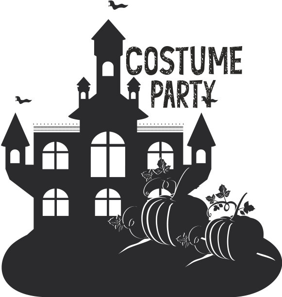 万圣节黑暗城堡与南瓜场景图标图片下载