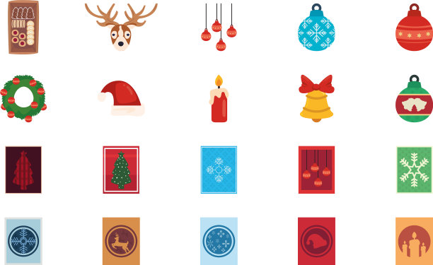 捆绑圣诞快乐与设置图标图片下载