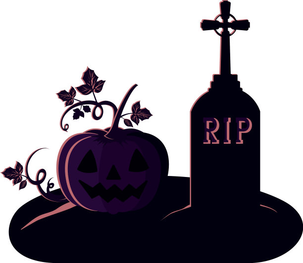 在墓地里用南瓜庆祝万圣节图片下载