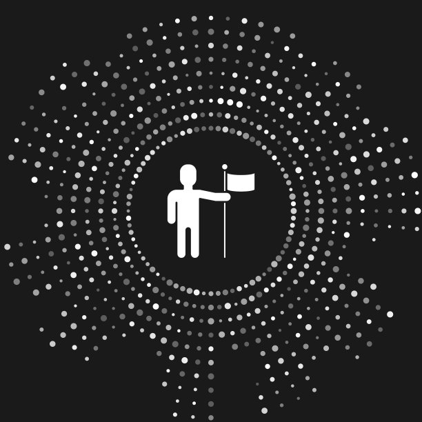 白人举着旗帜，孤立在灰色上图片下载