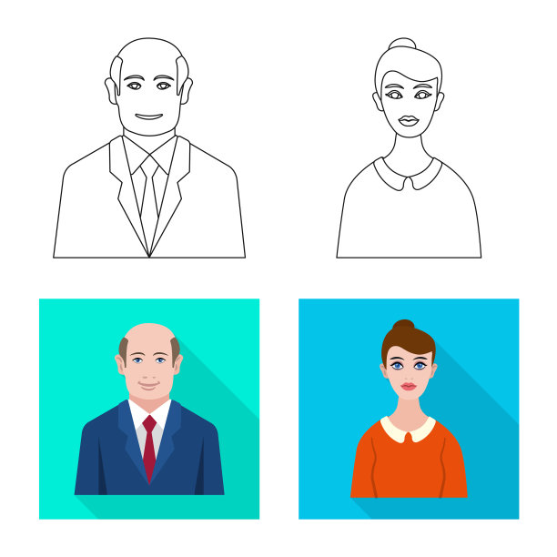 孤立的对象发型和职业图标图片下载