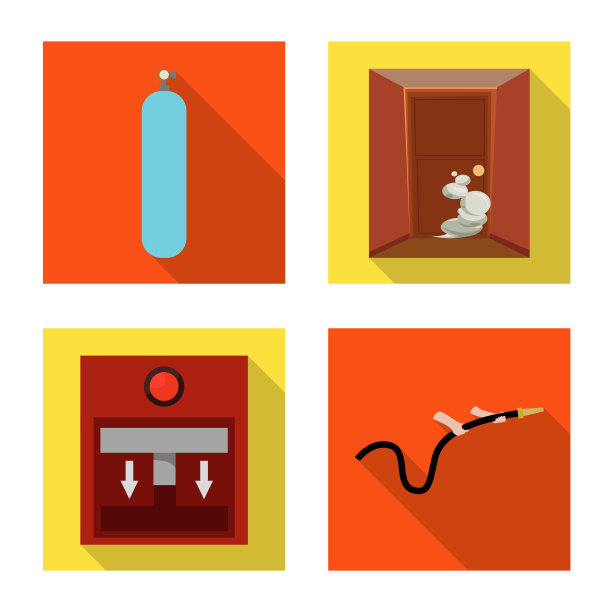 设计消防员和消防标志集图片下载