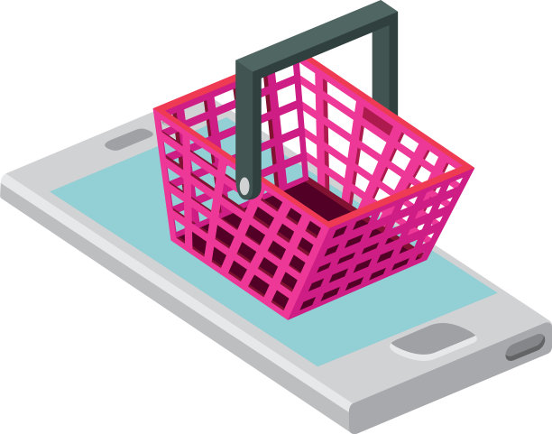 智能手机与购物篮隔离图片下载