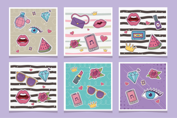 装饰时尚补丁横幅集风格图片下载