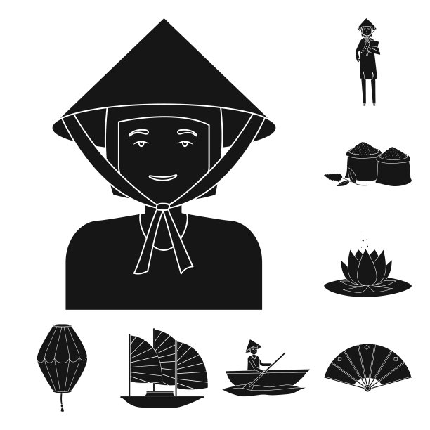 孤立对象东方和东方标志集图片下载