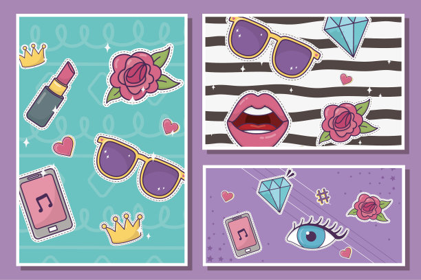 装饰时尚补丁横幅集风格图片下载