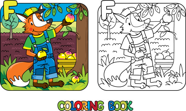 狐狸农民ABC着色书字母表f图片下载