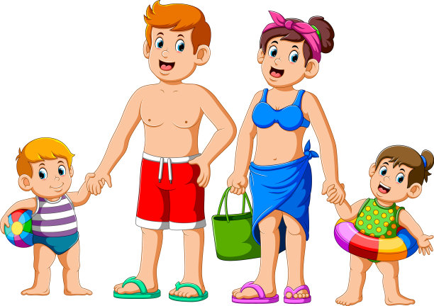 全家一起去海滩度暑假图片下载