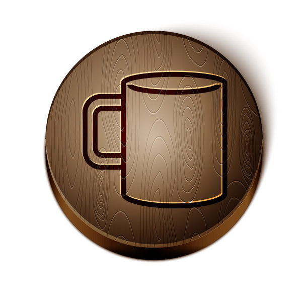 咖啡色线咖啡杯平面图标孤立在白色图片下载