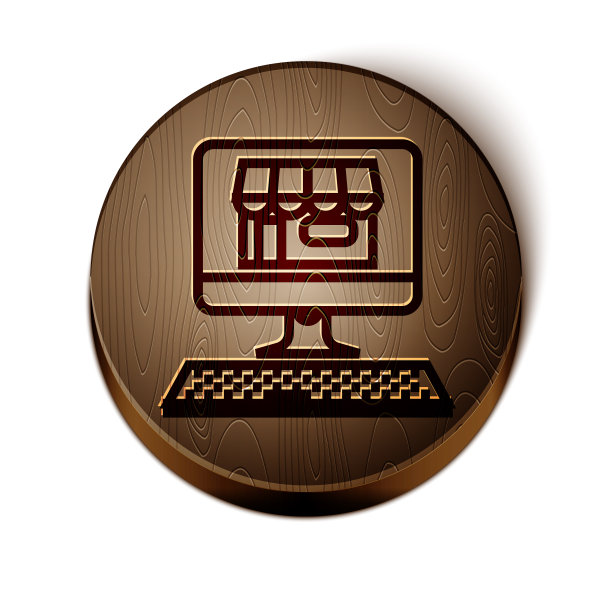 在电脑屏幕上购物的布朗线大楼图片下载