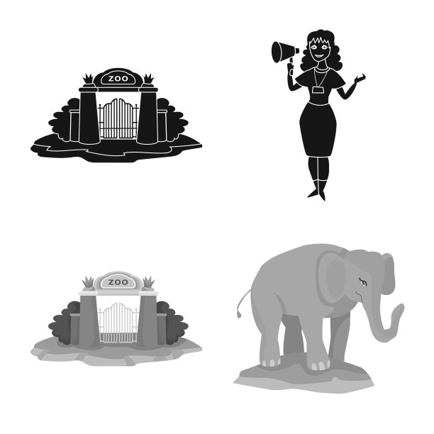 孤立对象的性质和有趣的图标集图片下载