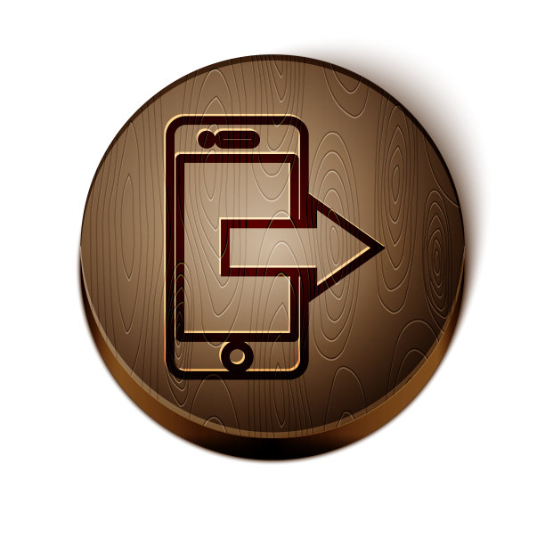 棕色线智能手机手机图标孤立图片下载