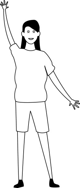 卡通女子兴奋平面设计图片下载