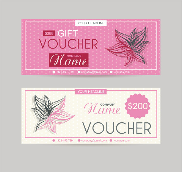 凭单模板与花卉设计图片下载