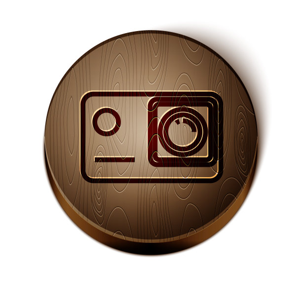 棕色线行动极端相机图标孤立图片下载