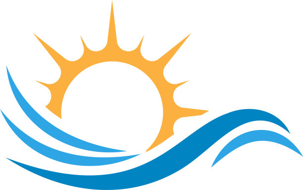 水和太阳图标图形设计模板图片下载