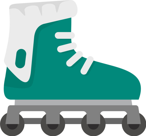 滑旱冰鞋图标平坦风格图片下载