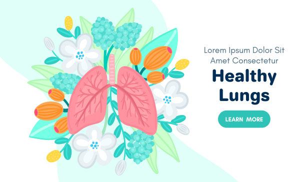 病媒健康肺上花。标签、肺药品广告、落地或横幅的背景图片下载
