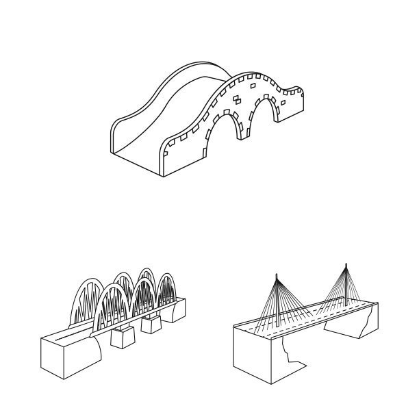 孤立的对象、地标和结构图标图片下载