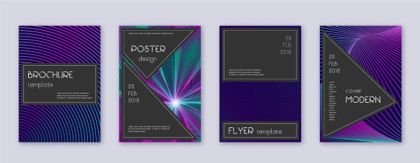 黑色宣传册设计模板集霓虹抽象图片下载