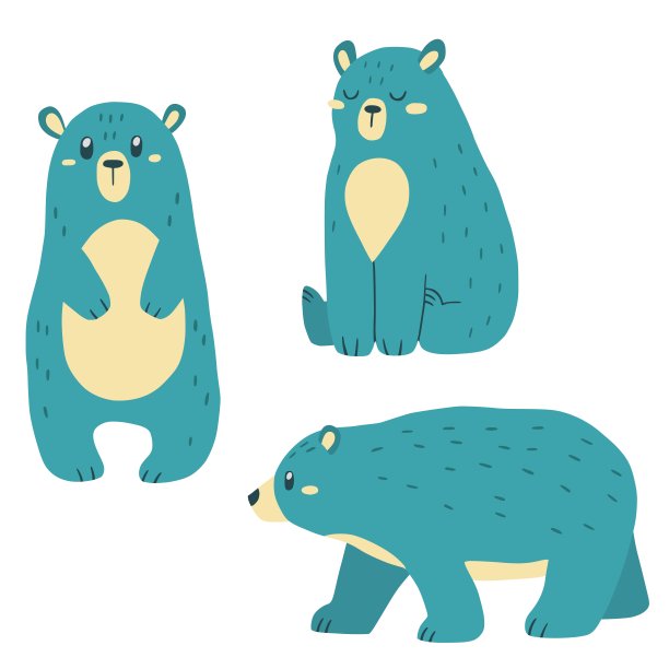 一组可爱的熊。图片下载