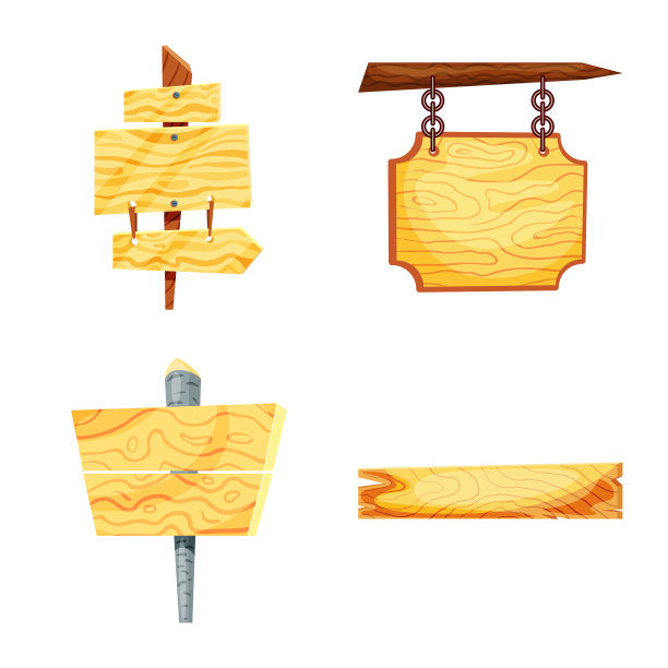 设计招牌和木雕图标集图片下载