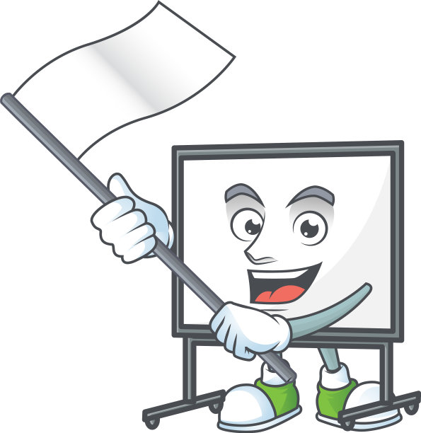 与旗帜白板卡通在白色背景图片下载