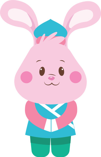 卡通兔子图标平面设计图片下载