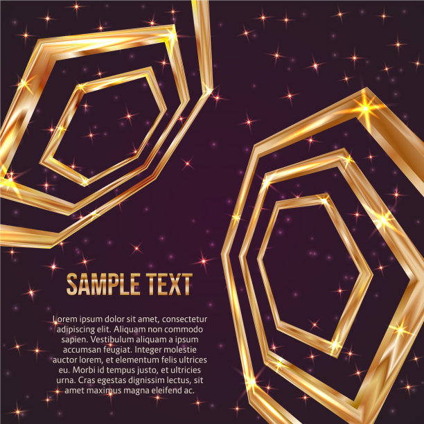 明亮的金色六边形在深紫色的背景图片下载
