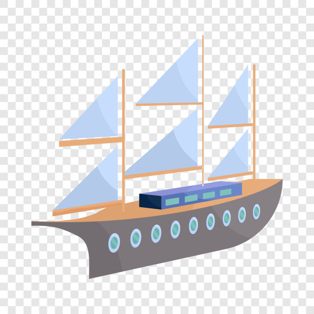 船与风帆图标卡通风格图片下载
