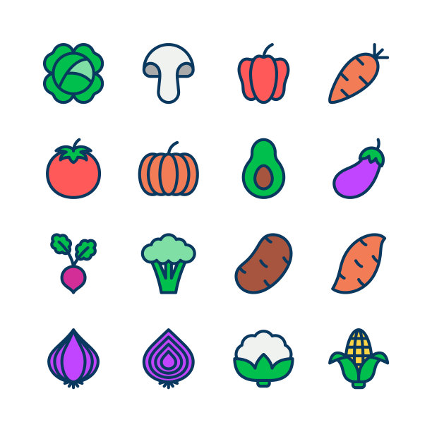 蔬菜线图标设置填充轮廓样式图片下载