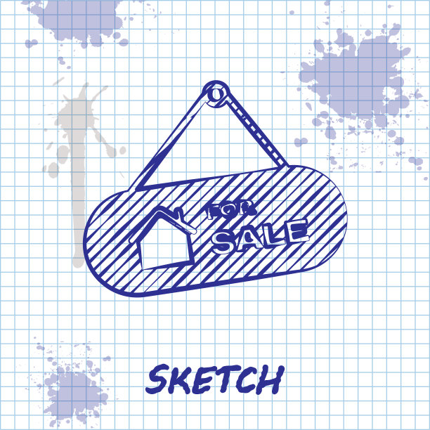 草图线悬挂标志与文字出售图标图片下载