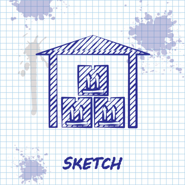 草图线仓库图标隔离在白色图片下载