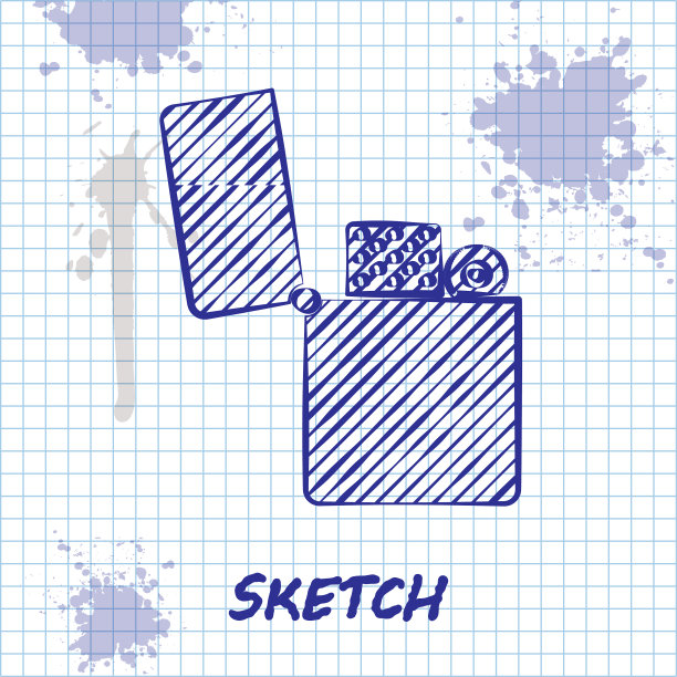 素描线打火机图标孤立在白色图片下载