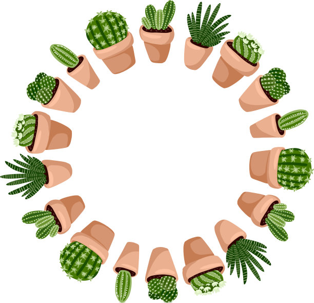 可爱的仙人掌卡通造型花环装饰图片下载