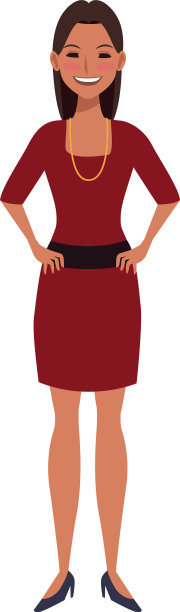 卡通女子穿着优雅的平装设计图片下载