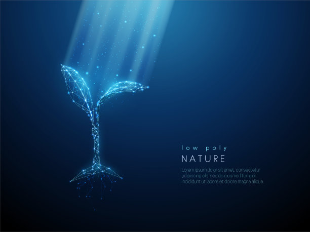 蓝色的植物在阳光下发芽。图片下载