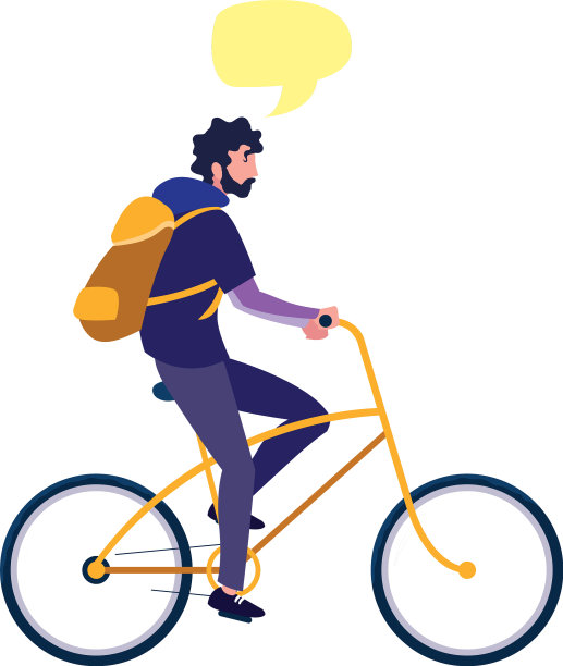 年轻人骑自行车聊天泡泡图片下载