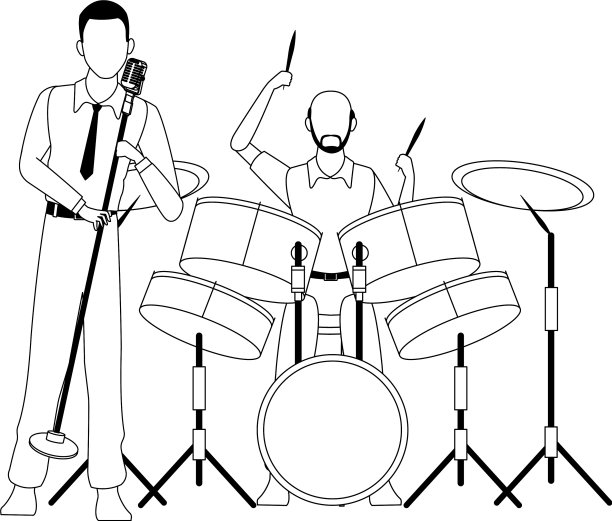 歌手和音乐家打鼓设平面设计图片下载