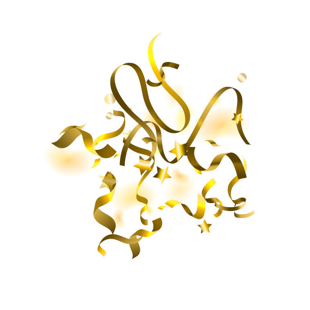 假日蛇形。金箔飘带丝带。图片下载