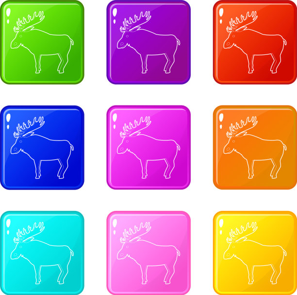 麋鹿图标集9颜色收集图片下载