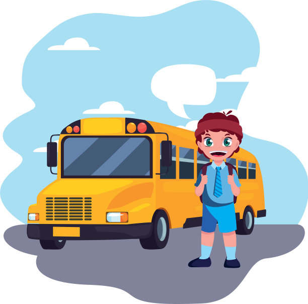 学生和巴士接送回学校图片下载