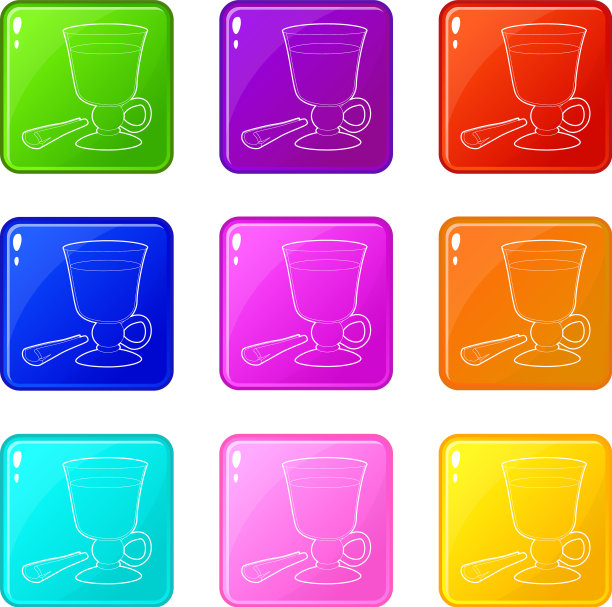 热葡萄酒图标集9种颜色的集合图片下载